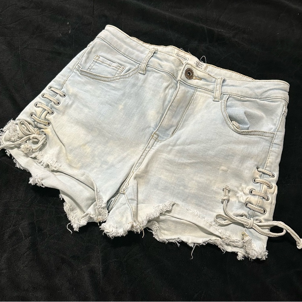 Lace Up Jean Shorts, Size 7